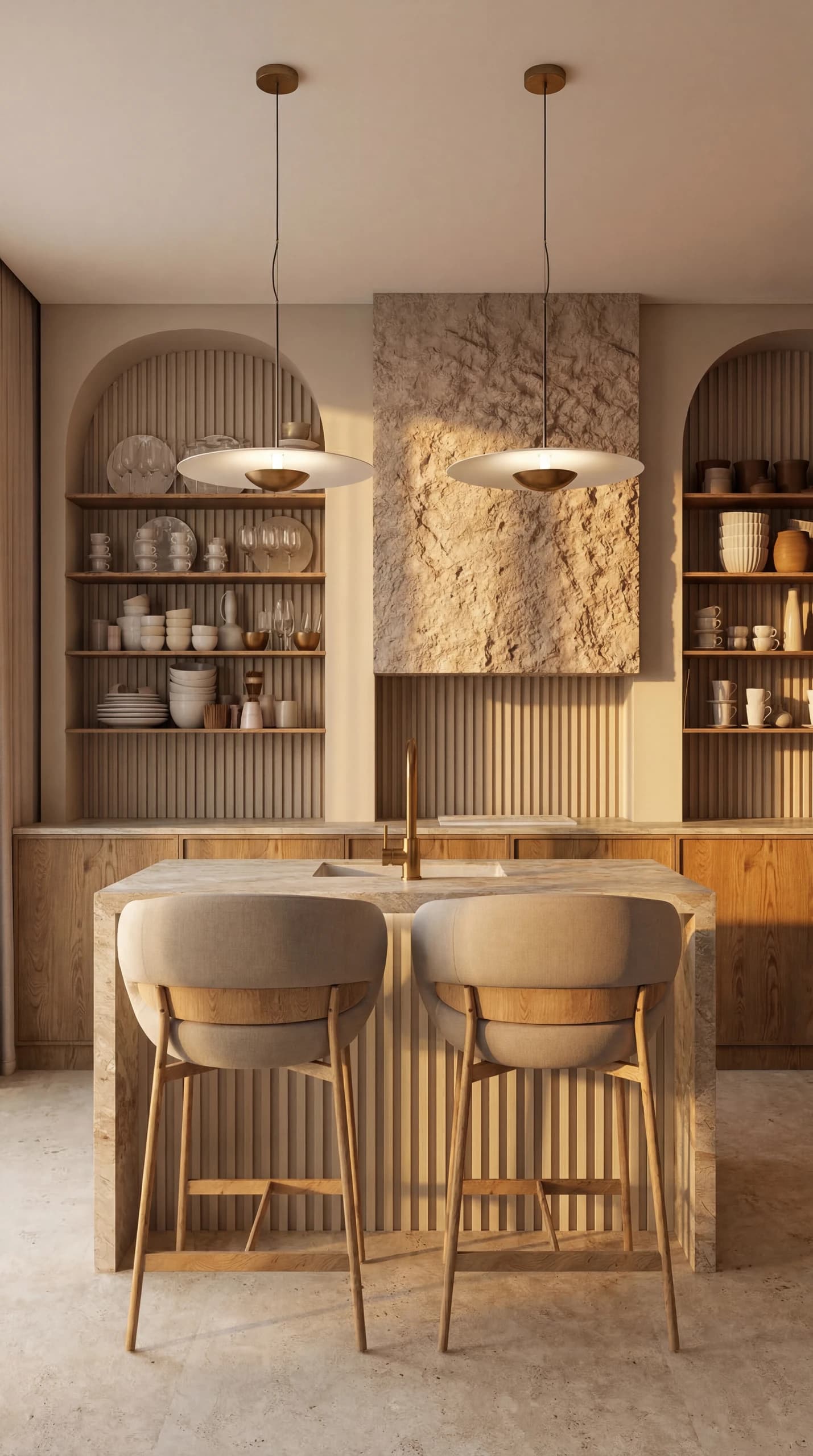 Orangerie Hills — Кухня с каменным островом
