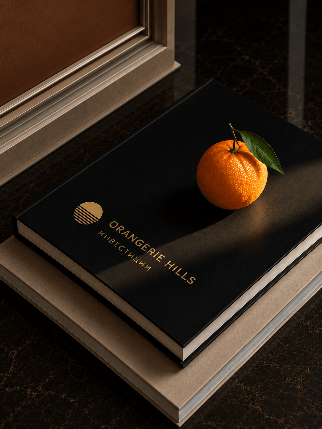 Инвестиционный альбом Orangerie Hills с апельсином на обложке